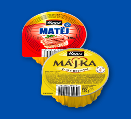 Hamé pomazánky, různé druhy za super cenu 16,90 Kč.