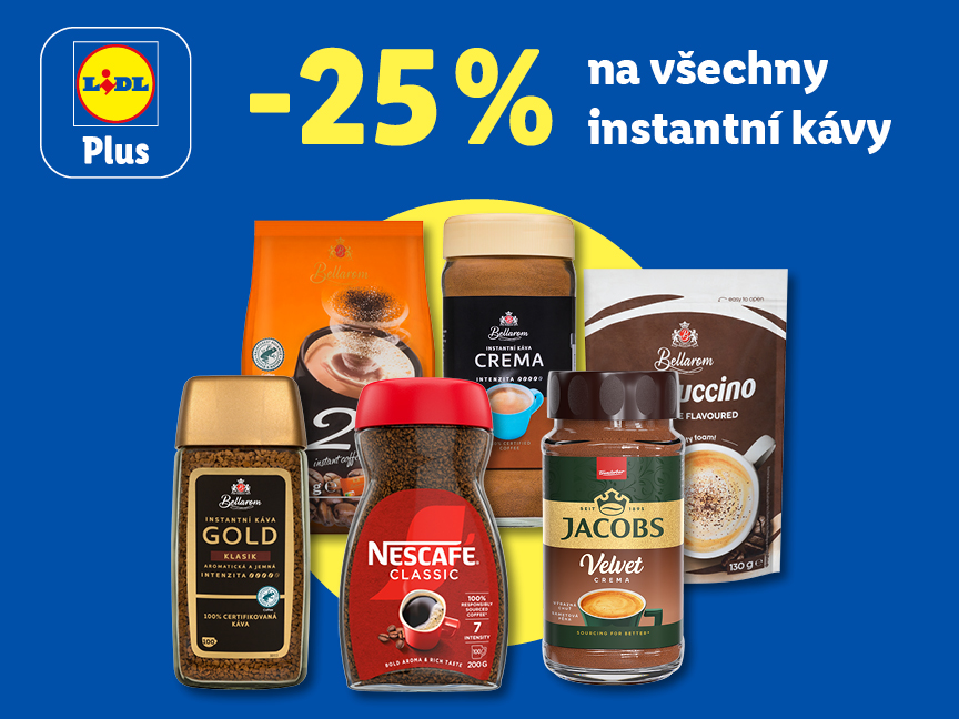 Sleva 25 % na všechny instatní kávy od pondělí v Lidlu.