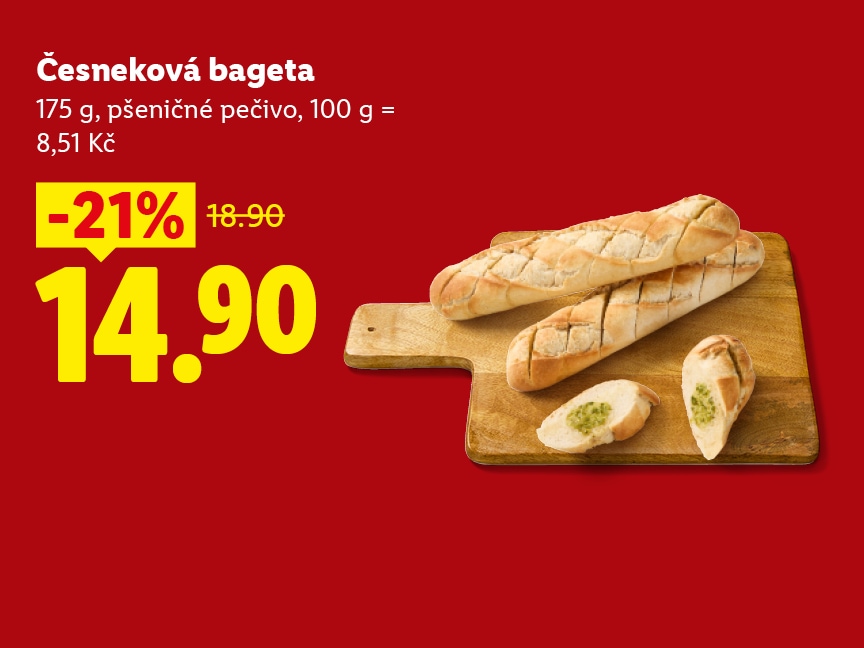 Česneková bageta za 14,90 Kč