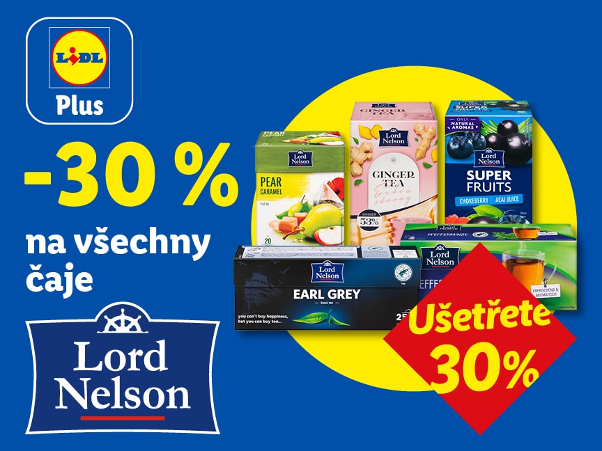 -30 % sleva na všechny čaje Lord Nelson od pondělí v Lidlu