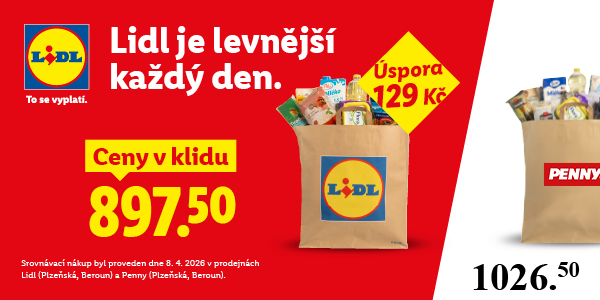 Ceny v klidu - Košík se základními potravinami z Lidlu vychází levněji než v Penny o 129 korun.