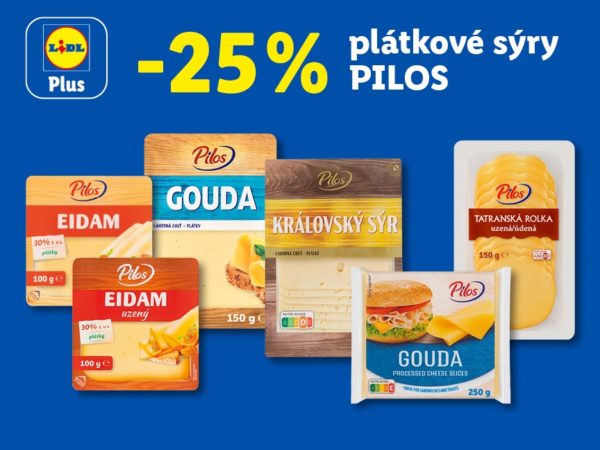 Sleva 25 % s Lidl Plus na plátkové sýry pilos