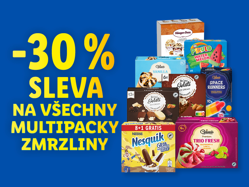 Od pondělí 18.8. do středy 20.8. sleva 30 % na všechny multipacky zmrzlin.
