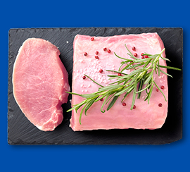 Vepřová pečeně, cena za 1 kg 89,90 Kč.