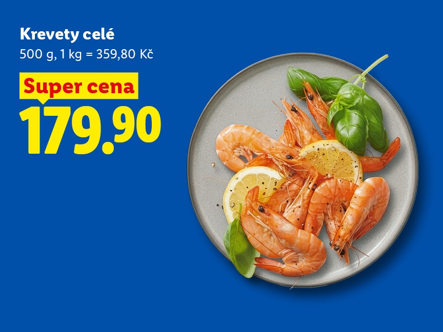 Krevety celé (500 g) za super cenu 179,90 Kč