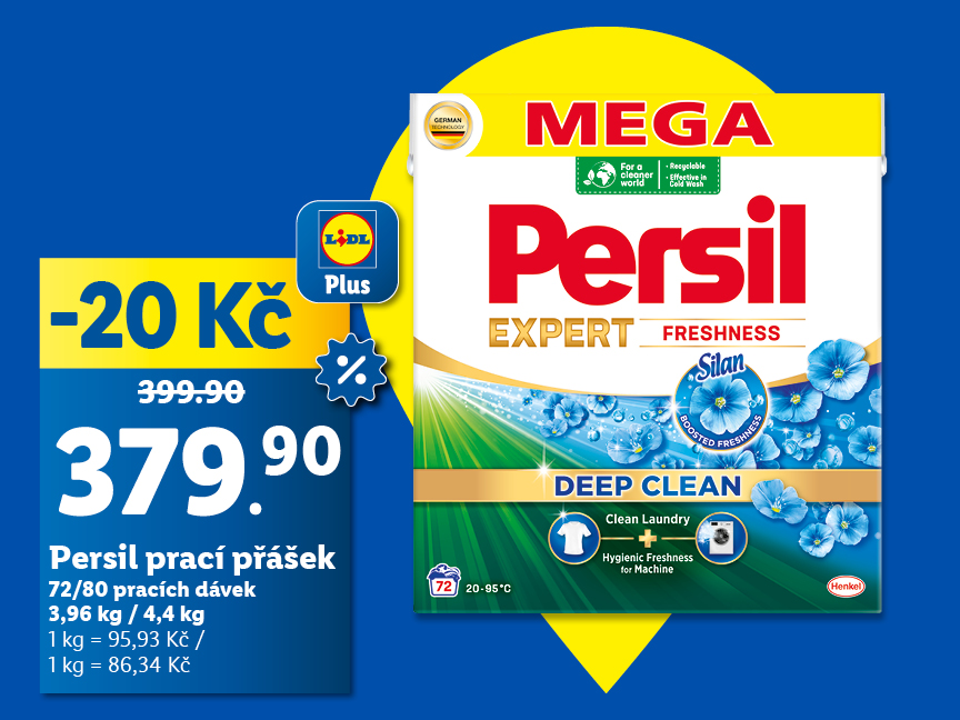 Krabice Persilu, pracího prášku- zvýhodněná cena s Lidl Plus 379,90 Kč