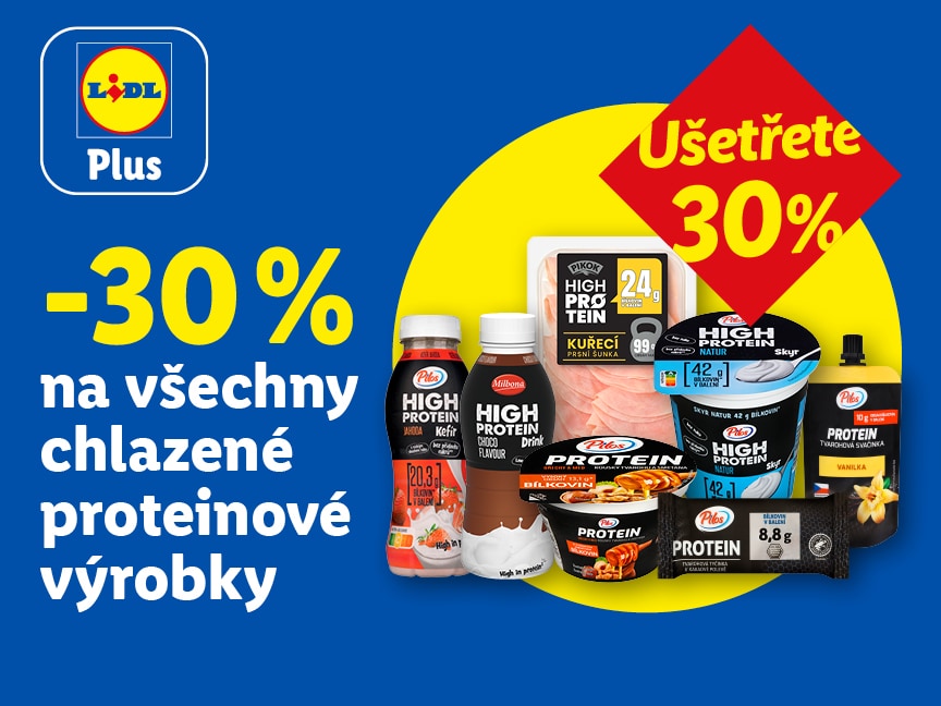 -30 % sleva na všechny chlazené proteinové výrobky od pátku v Lidlu