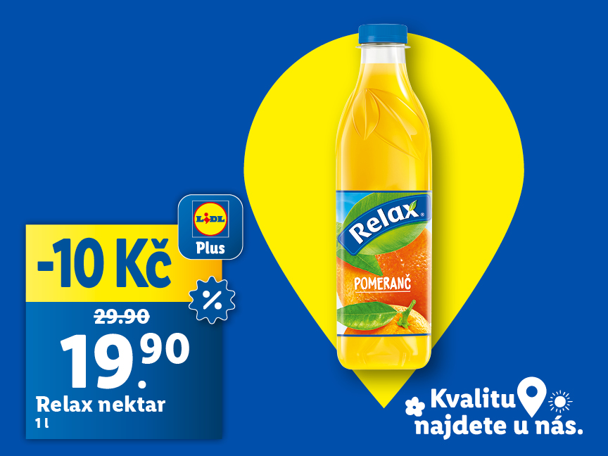 Relax nektar, cena s aplikací Lidl Plus je 19,90 Kč