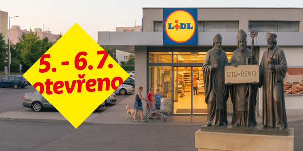 Otevírací doba prodejen Lidl o červencových státních svátcích - 5. - 6.7. jsou prodejny otevřeny.