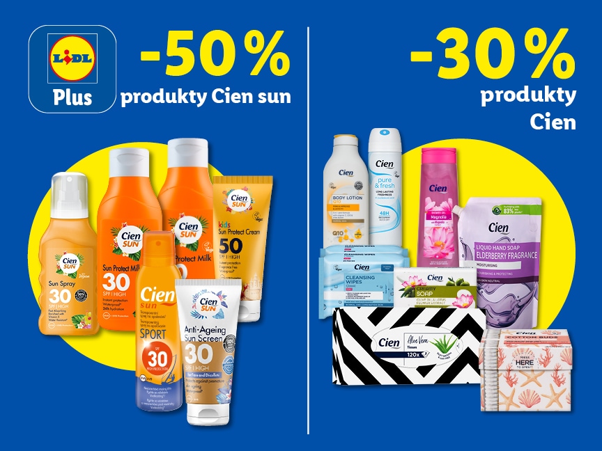 Sleva 50% na produkty Cien Sun a 30 % na produkty Cien od pátku v Lidlu.