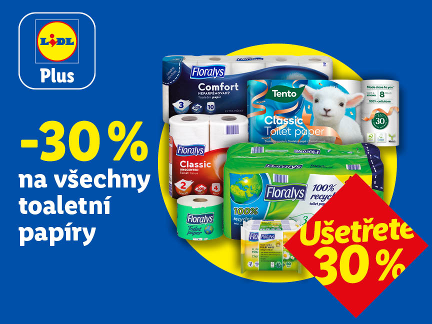 Od pátku 21.11. do neděle 23.11. sleva 30 % na všechny toaletní papíry
