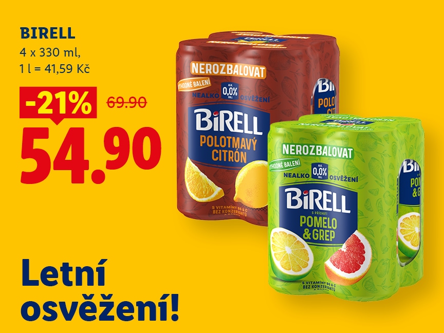 Birell, 4 x 330 ml, cena 54,90 Kč