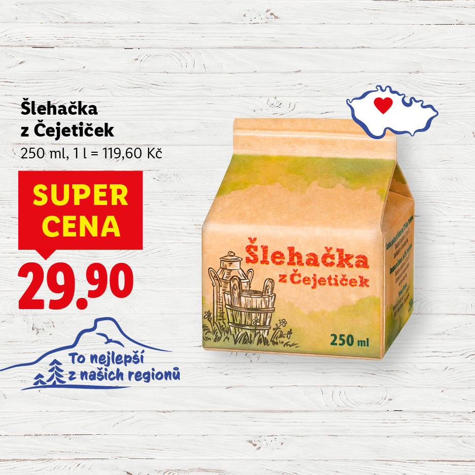 Šlehačka z Čejetiček za super cenu 29,90 Kč.
