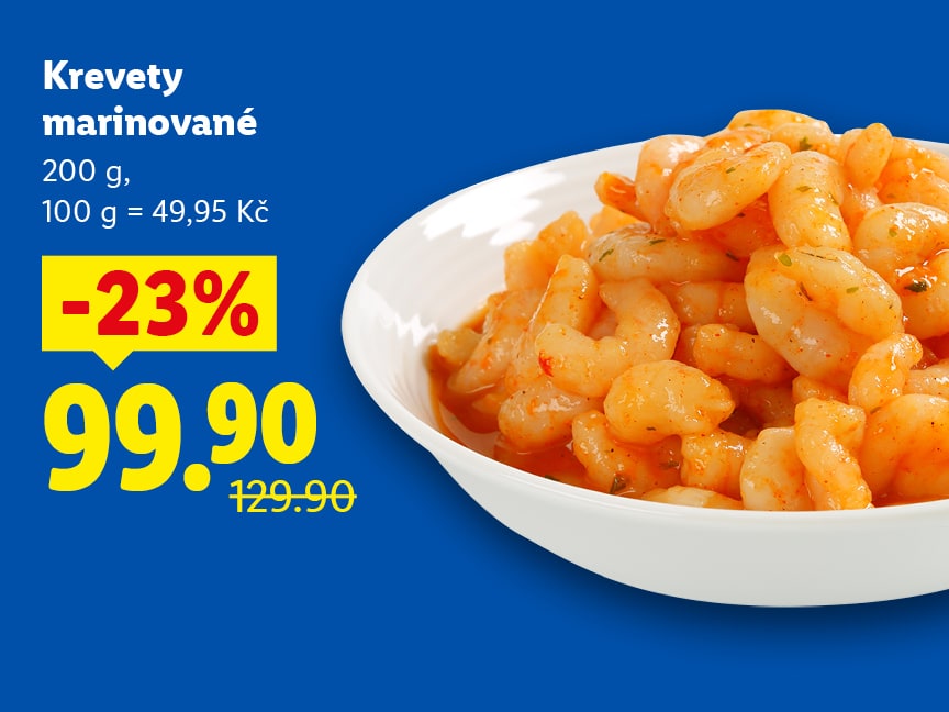 Krevety marinované, 200 g za 99,90 Kč