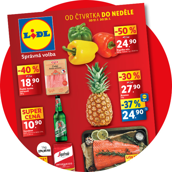 Náhled na čtvrteční leták v červeném kolečku