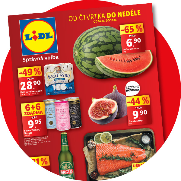 Náhled na čtvrteční leták v červeném kolečku