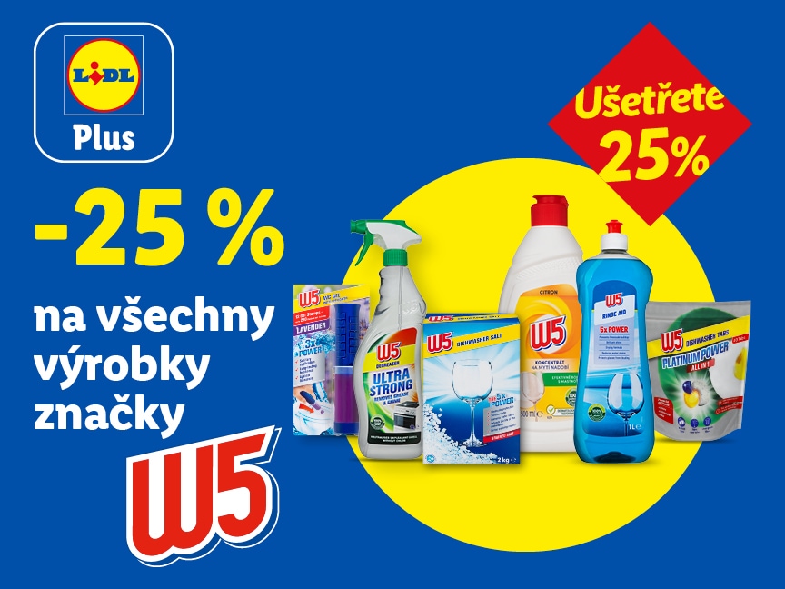 -25 % sleva na všechny výrobky značky W5 od pondělí v Lidlu.