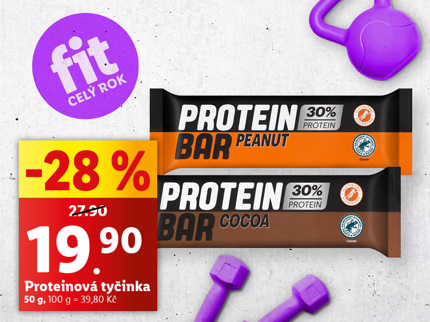 Proteinová tyčinka, cena 19,90 Kč.