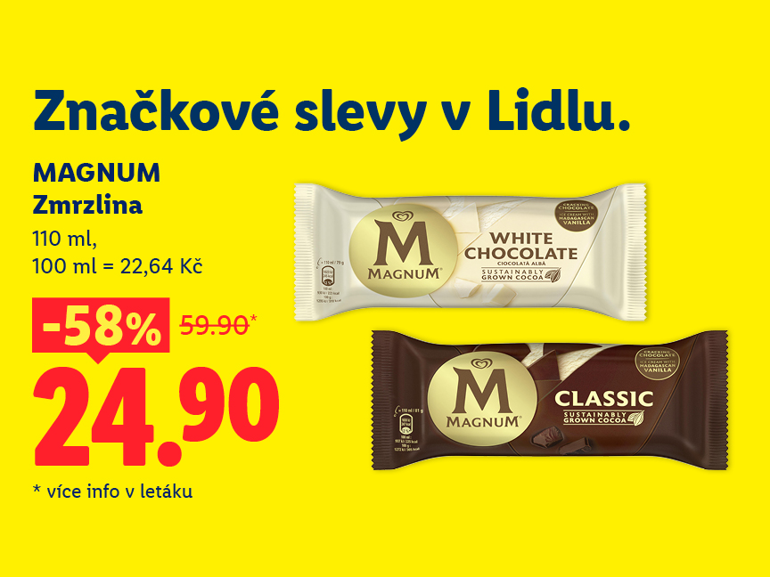Magnum zmrzlina, 110 ml, za 24,90 Kč.