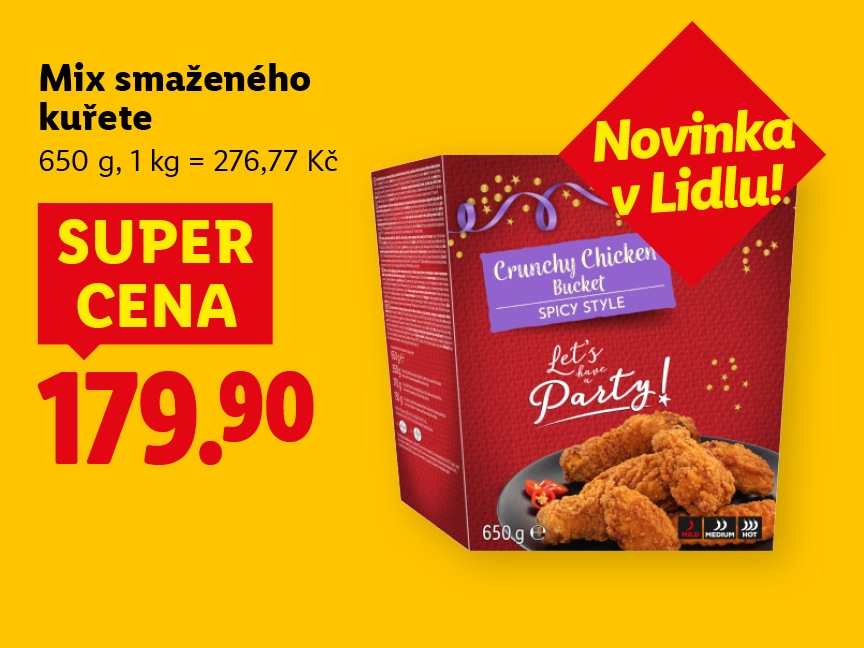 Mix smaženého kuřete za super cenu 179,90 Kč.