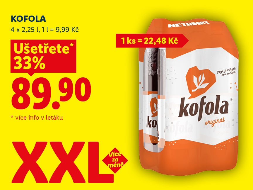 Kofola, 4 x 2,25 l, za 89.90 Kč