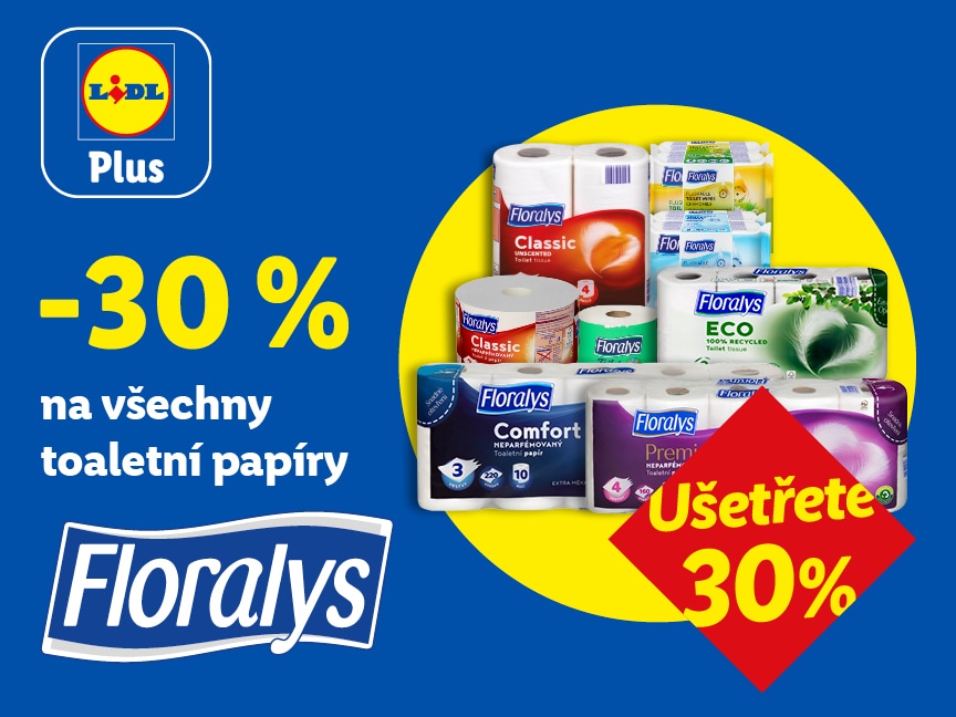 -30 % sleva na všechny toaletní papíry Floralys