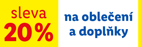 Sleva 20 % na oblečení a doplňky.