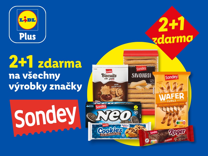2 + 1 zdarma na všechny produkty značky Sondey od pátku v Lidlu