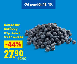 Kanadské borůvky, 125 g balení za 27,90 Kč.