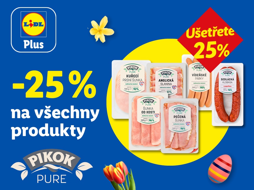 Sleva 25 %  na všechny produkty značky Pikok Pure od pondělí v Lidlu.