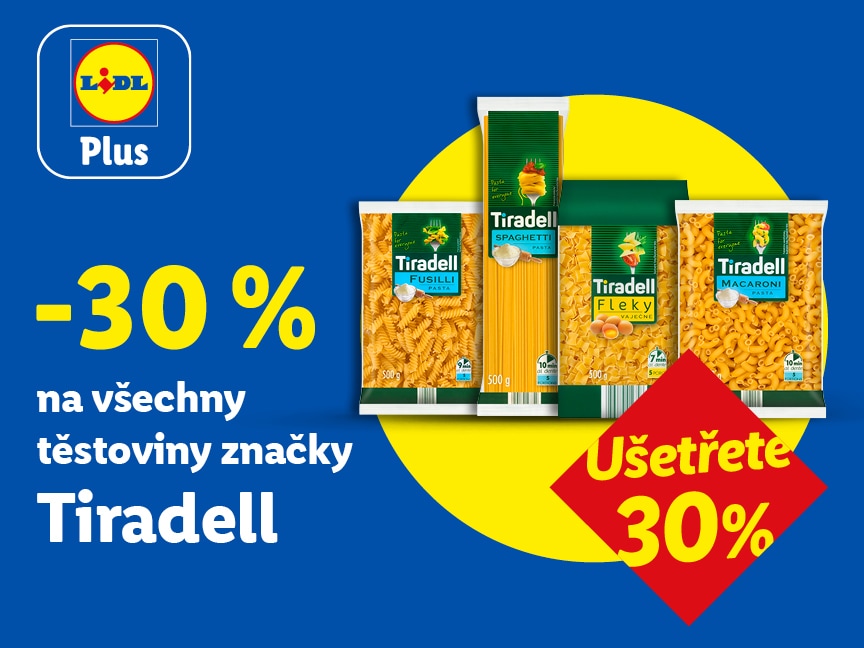 -30 sleva na těstoviny Tiradell