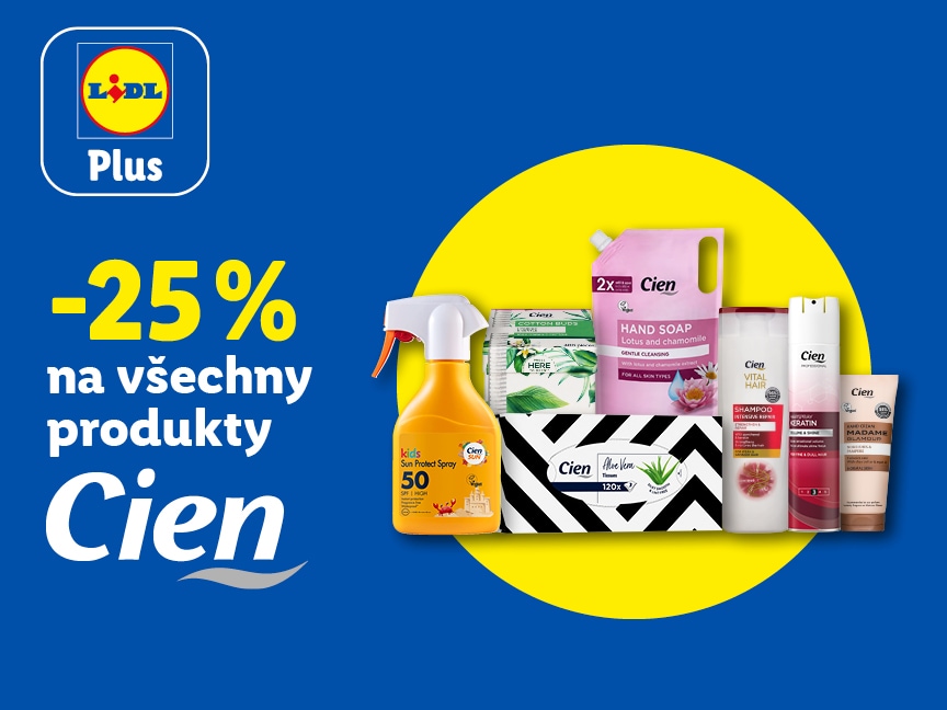 Sleva 25 % na všechny produkty Cien od pátku v Lidlu.