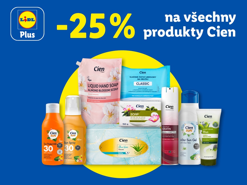Sleva 25 % na všechny produkty značky Cien od pátku v Lidlu.