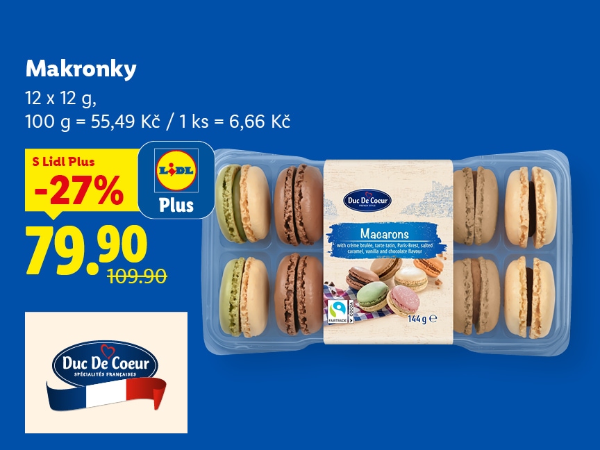 Makronky, cena s Lidl Plus za 79,90 Kč