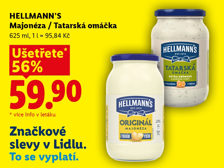Hellman´s majonéza/ tatarská omáčka za 59,90 Kč