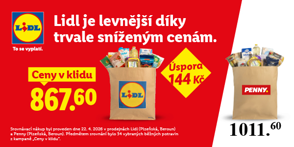 Ceny v klidu - košík se základními potravinami z Lidlu vychází levněji než v Penny o 144 korun.