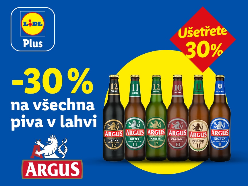 -30 % sleva na všechna piva v lahvi značky Argus od pátku v Lidlu