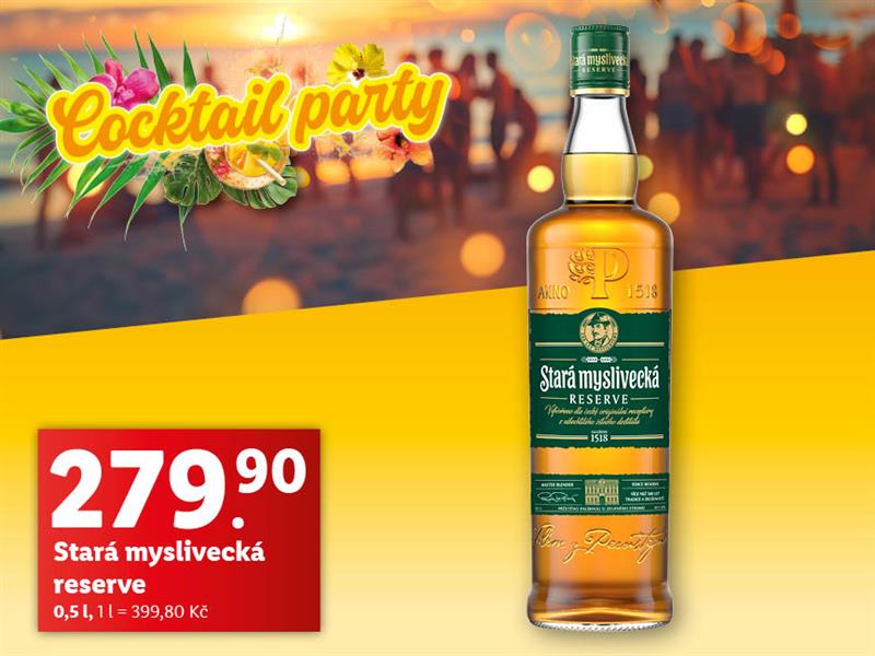  Stará myslivecká za 0,5 l lahev je 279,90 Kč.