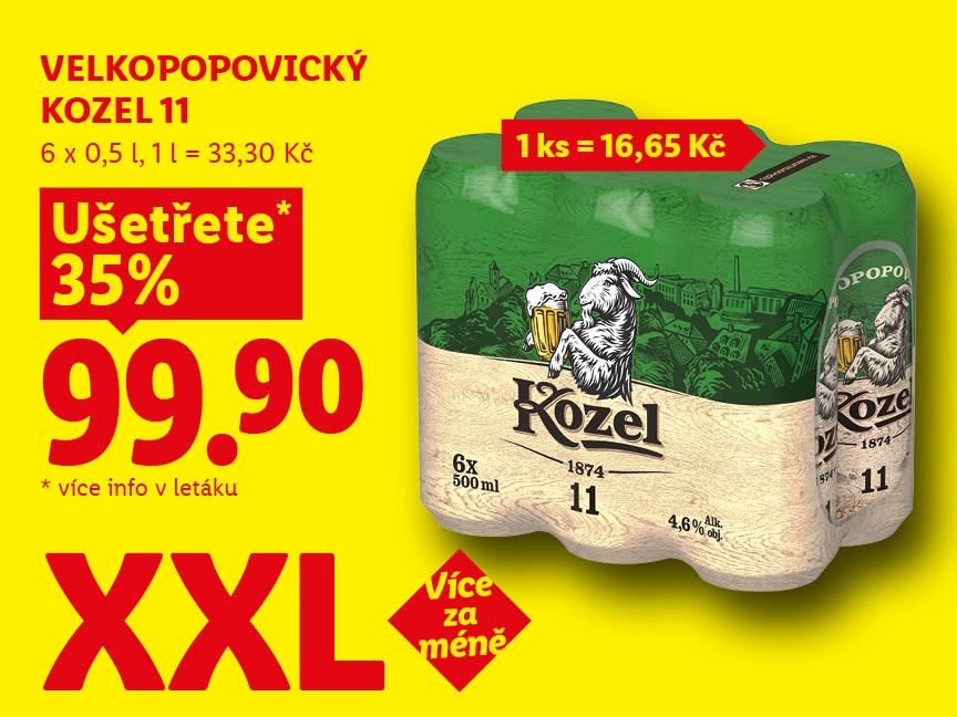 Velkopopovický Kozel 11, 6 x 0,5 l za 99,90 Kč