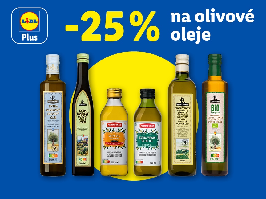 Sleva 25 % na všechny olivové oleje od pátka v Lidlu.