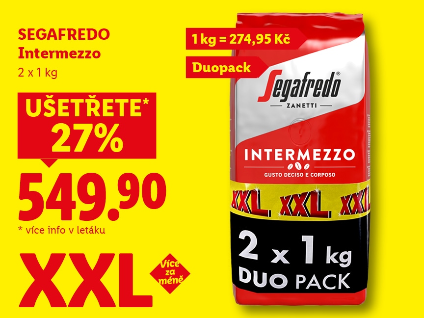 Káva Segafredo Intermezzo, 2x1 kg za 549,90 Kč