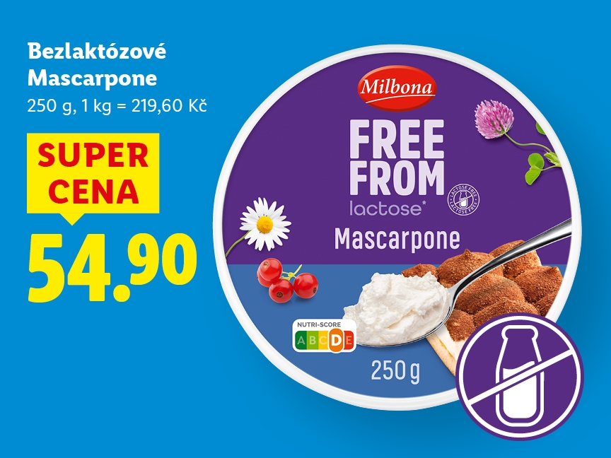 Bezlaktózové Mascarpone za super cenu 54,90 Kč