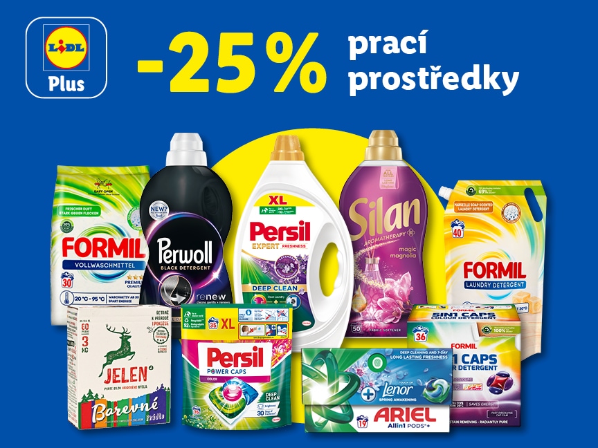 Sleva 25 % s Lidl Plus na prací prostředky v lidlu