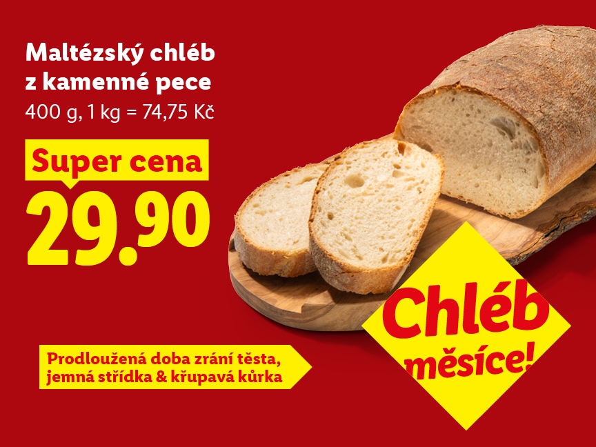 Maltézský chléb z kamenné pece za super cenu 29,90 Kč