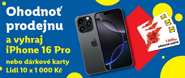 Soutěž: ohodnot prodejnu a vyhraj iPhone 16 Pro nebo dárkové karty Lidl.