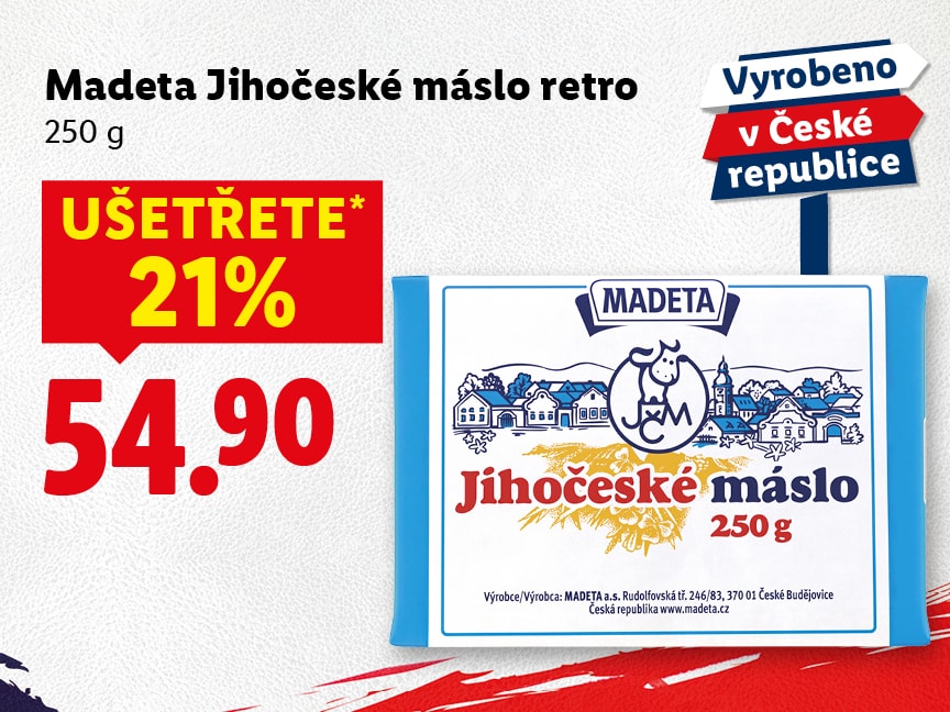 Madeta Jihočeské máslo retro za 54,90 Kč.