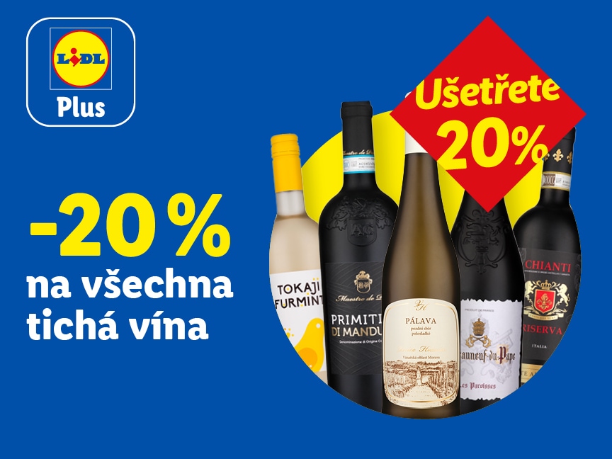 -20 % sleva na všechna tichá vína od pátku v Lidlu