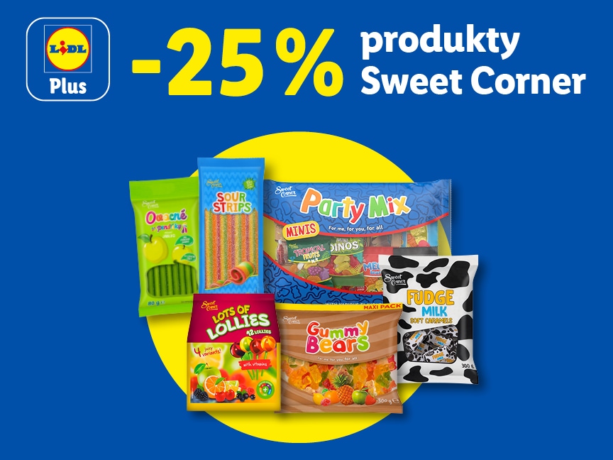 Sleva 25 % s Lidl Plus na produkty Sweet Corner od pondělí v Lildu.