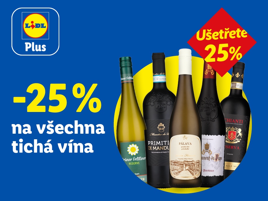 -25 % na všechna tichá vína od čtvrtka v Lidlu.