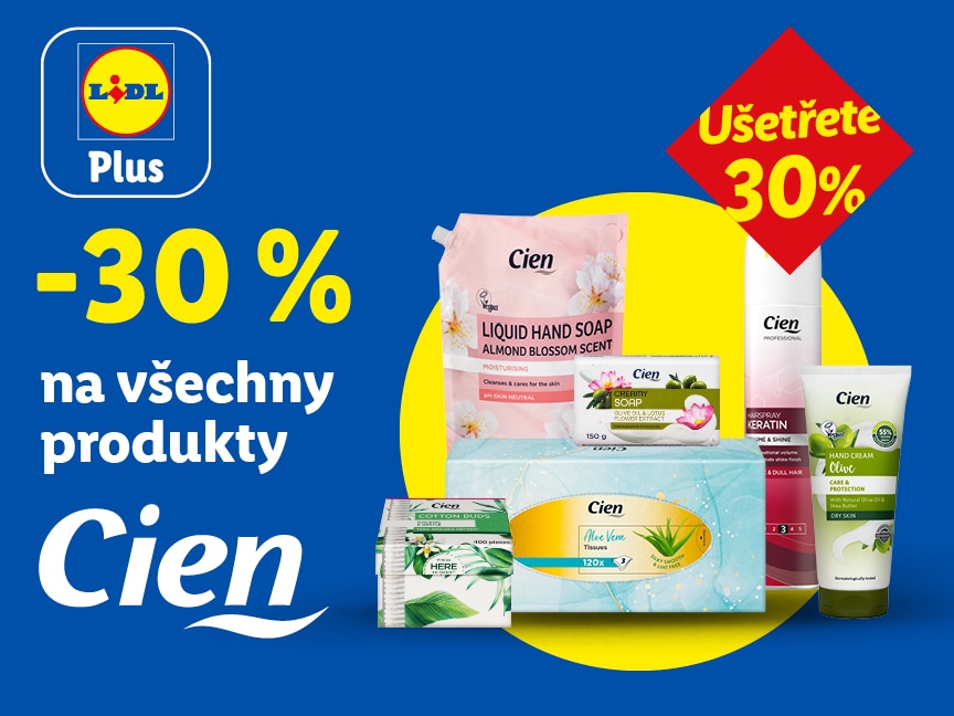 -30 % na všechny produkty značky Cien od pátku v Lidlu.